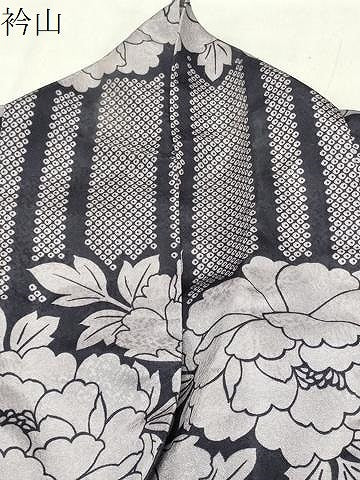 平和屋着物●小紋　牡丹花文　洗える着物　CABC8216gh