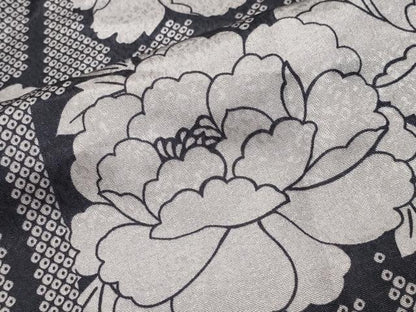 平和屋着物●小紋　牡丹花文　洗える着物　CABC8216gh