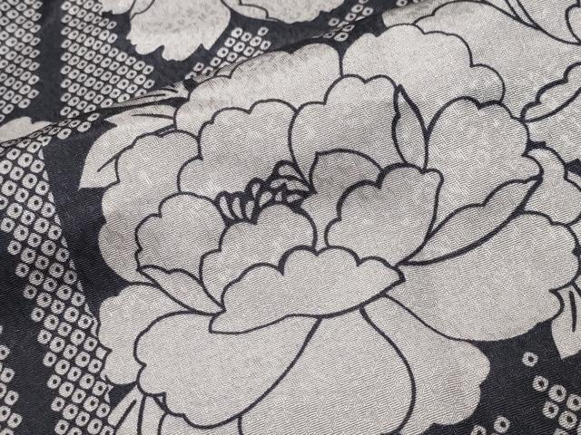 平和屋着物●小紋　牡丹花文　洗える着物　CABC8216gh