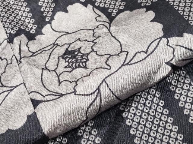 平和屋着物●小紋　牡丹花文　洗える着物　CABC8216gh