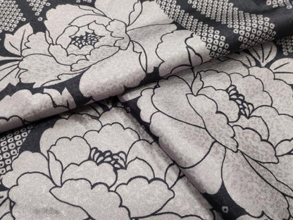 平和屋着物●小紋　牡丹花文　洗える着物　CABC8216gh