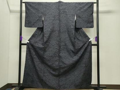 平和屋着物●結城紬　80亀甲　御所解花文　正絹　逸品　CABC8217gh