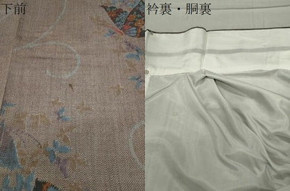 平和屋着物●上質な紬 舞蝶花文 正絹 逸品 未使用 CABC8218gh
