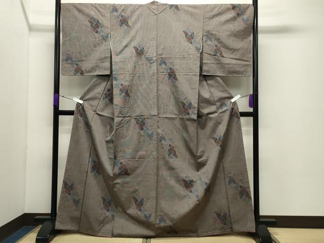 平和屋着物●上質な紬 舞蝶花文 正絹 逸品 未使用 CABC8218gh