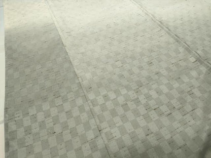 平和屋着物●訪問着 ぜんまい紬 市松霞文 正絹 逸品 CABC8221gh