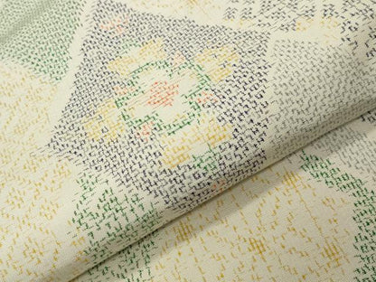 平和屋着物●上質な紬　菱吉祥花文　正絹　逸品　未使用　CABC8224gh