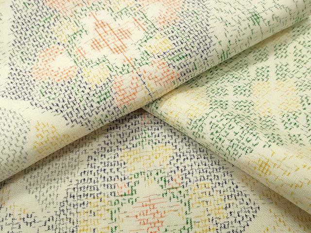 平和屋着物●上質な紬　菱吉祥花文　正絹　逸品　未使用　CABC8224gh