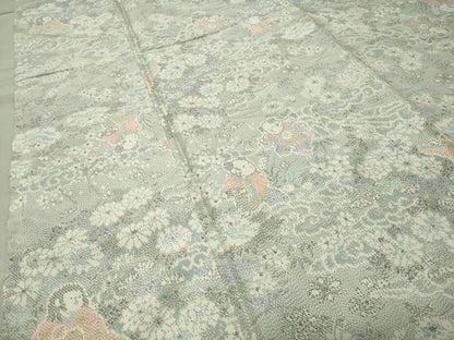 平和屋着物●上質な紬　人物花文　正絹　逸品　未使用　CABC8225gh
