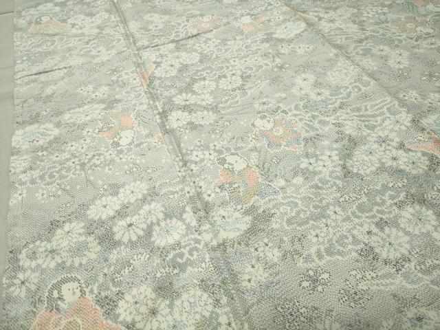 平和屋着物●上質な紬　人物花文　正絹　逸品　未使用　CABC8225gh