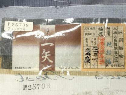 平和屋着物●訪問着 本場大島紬 遠山風景文 地紋織謹製 証紙付き 正絹 逸品 未使用 CABC8226gh
