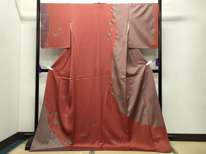 平和屋着物●染色作家　斉藤三才　訪問着　三才鳥　金彩　ロング丈　正絹　逸品　CABC8227gh