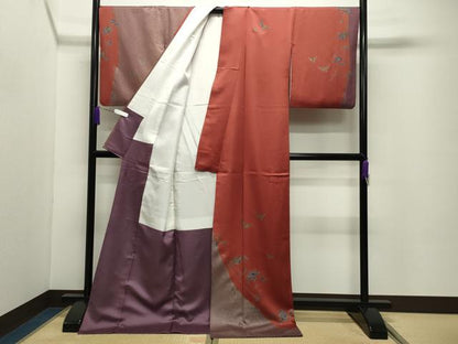 平和屋着物●染色作家　斉藤三才　訪問着　三才鳥　金彩　ロング丈　正絹　逸品　CABC8227gh
