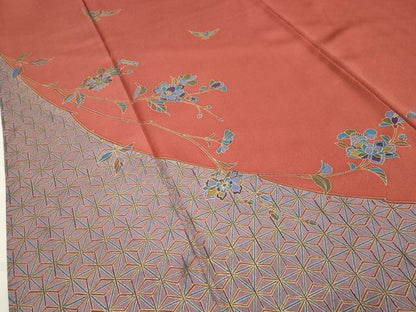 平和屋着物●染色作家　斉藤三才　訪問着　三才鳥　金彩　ロング丈　正絹　逸品　CABC8227gh