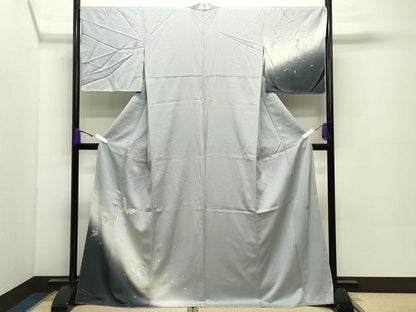 平和屋着物●伝統工芸士 寺谷昇 訪問着 舞蝶花文 暈し染め 銀彩 ロング丈 正絹 逸品 未使用 CABC8228gh