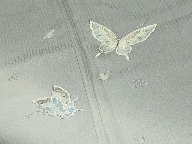 平和屋着物●伝統工芸士 寺谷昇 訪問着 舞蝶花文 暈し染め 銀彩 ロング丈 正絹 逸品 未使用 CABC8228gh