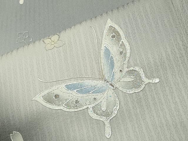 平和屋着物●伝統工芸士 寺谷昇 訪問着 舞蝶花文 暈し染め 銀彩 ロング丈 正絹 逸品 未使用 CABC8228gh