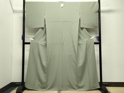 平和屋着物●上質な色無地　山葵色　正絹　逸品　未使用　CABC8232gh