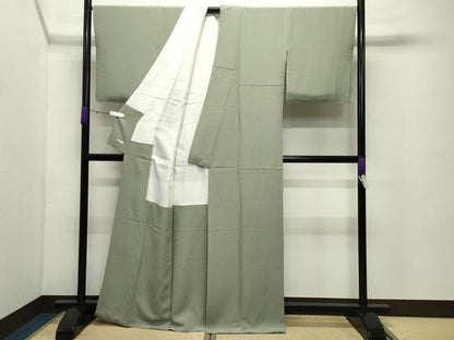 平和屋着物●上質な色無地　山葵色　正絹　逸品　未使用　CABC8232gh