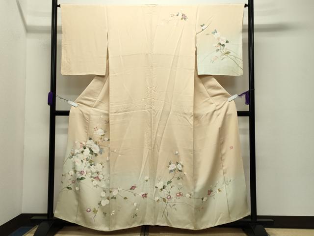 平和屋着物●訪問着　友禅　作家物　枝花文　暈し染め　正絹　逸品　CABC8237gh
