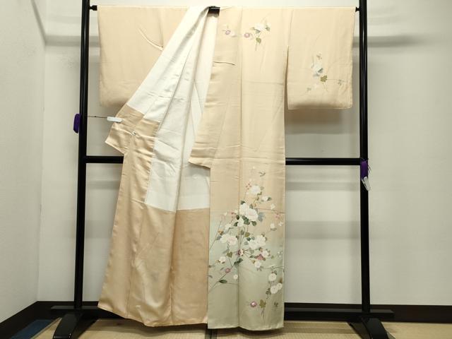 平和屋着物●訪問着　友禅　作家物　枝花文　暈し染め　正絹　逸品　CABC8237gh