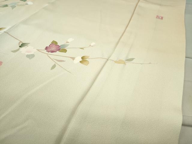 平和屋着物●訪問着　友禅　作家物　枝花文　暈し染め　正絹　逸品　CABC8237gh