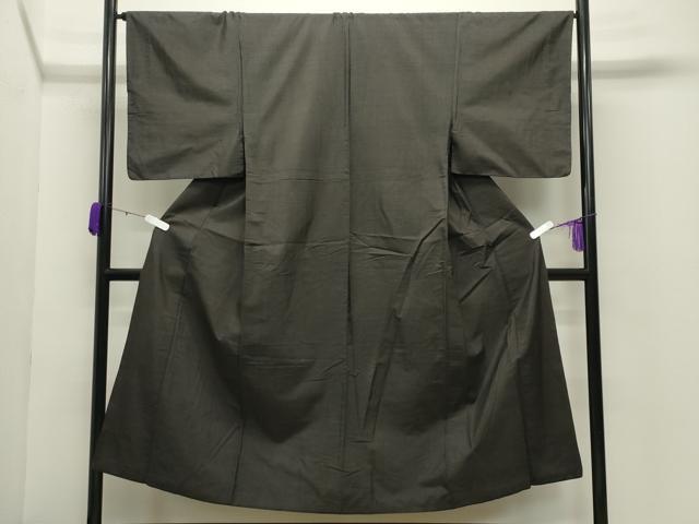 平和屋着物●男性　紬　色無地　憲法黒茶色　正絹　逸品　CABC8238gh