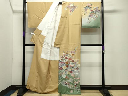 平和屋着物●訪問着　型染め　鴛鴦花文　暈し染め　正絹　逸品　CABC8241gh