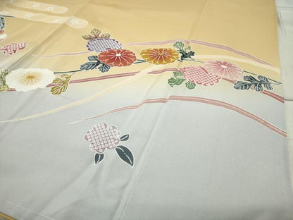 平和屋着物●訪問着　型染め　鴛鴦花文　暈し染め　正絹　逸品　CABC8241gh