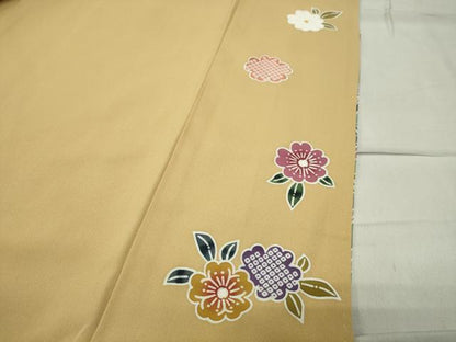 平和屋着物●訪問着　型染め　鴛鴦花文　暈し染め　正絹　逸品　CABC8241gh