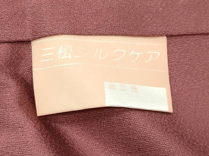 平和屋着物●上質な色無地 紋意匠 蘇芳香色 正絹 逸品 CABC8243gh