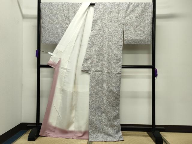 平和屋着物●上質な小紋 紬地 型染め 松竹梅文 正絹 逸品 CABC8245gh