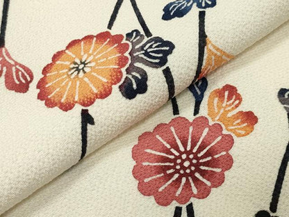 平和屋着物●上質な小紋　型染め　枝花文　正絹　逸品　CABC8247gh