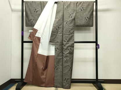 平和屋着物●本場大島紬　9マルキ　草木文　ますいわ屋扱い　反端付き　正絹　逸品　CABC8251gh