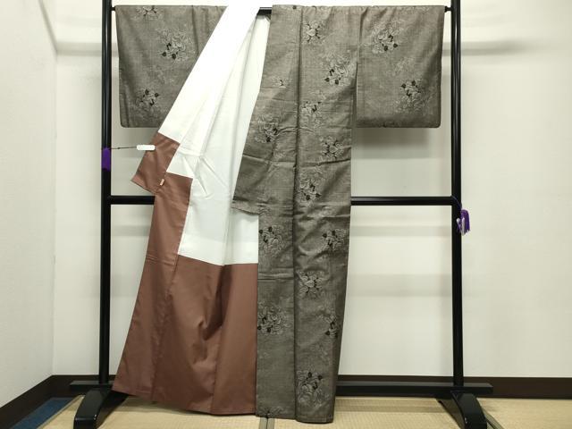 平和屋着物●本場大島紬　9マルキ　草木文　ますいわ屋扱い　反端付き　正絹　逸品　CABC8251gh