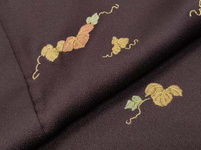 平和屋着物●訪問着　総刺繍　蔦の葉文　金糸　反端付き　正絹　逸品　未使用　CABC8252gh