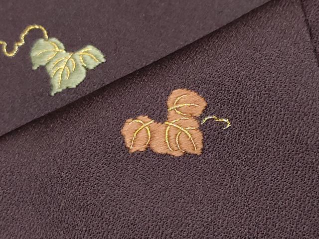 平和屋着物●訪問着　総刺繍　蔦の葉文　金糸　反端付き　正絹　逸品　未使用　CABC8252gh