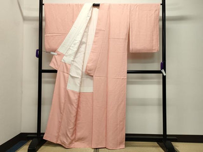 平和屋着物●上質な色無地 吉祥地紋 一斤染色 正絹 逸品 CABC8253gh