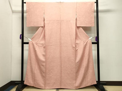平和屋着物●上質な色無地 人物風景地紋 宍色 さが美扱い 正絹 逸品 CABC8254gh