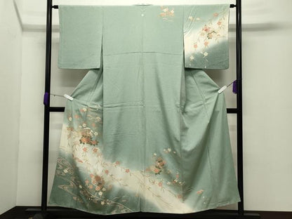 平和屋着物●訪問着　流水雪輪花文　暈し染め　金彩　正絹　逸品　CABC8256gh