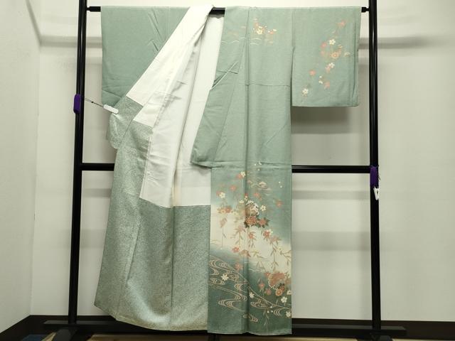 平和屋着物●訪問着　流水雪輪花文　暈し染め　金彩　正絹　逸品　CABC8256gh