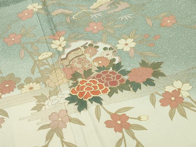 平和屋着物●訪問着　流水雪輪花文　暈し染め　金彩　正絹　逸品　CABC8256gh