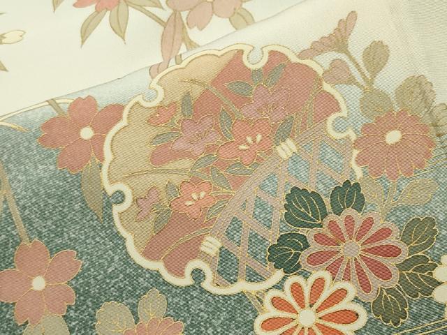 平和屋着物●訪問着　流水雪輪花文　暈し染め　金彩　正絹　逸品　CABC8256gh