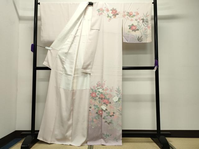 平和屋着物●訪問着　友禅　牡丹花文　暈し染め　正絹　逸品　CABC8257gh