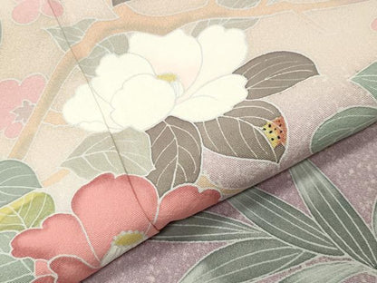 平和屋着物●訪問着　友禅　牡丹花文　暈し染め　正絹　逸品　CABC8257gh