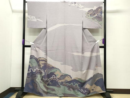 平和屋着物●訪問着　作家物　遠山風景文　正絹　逸品　未使用　CABC8258gh