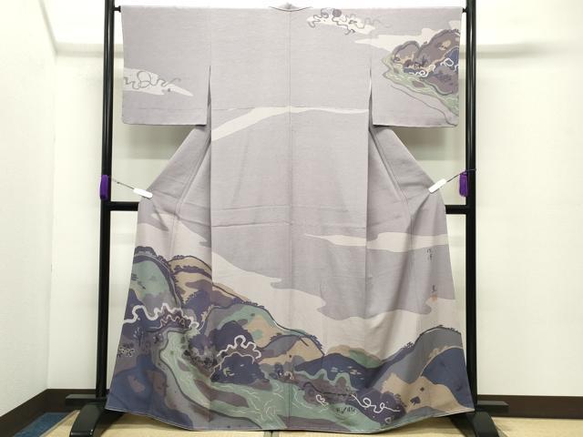 平和屋着物●訪問着　作家物　遠山風景文　正絹　逸品　未使用　CABC8258gh