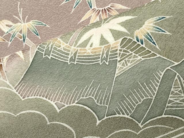 平和屋着物●訪問着　作家物　風景松竹梅文　暈し染め　金彩　正絹　逸品　CABC8259gh