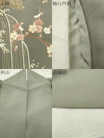 平和屋着物●訪問着　駒刺繍　松竹梅文　金彩　正絹　逸品　CABC8260gh