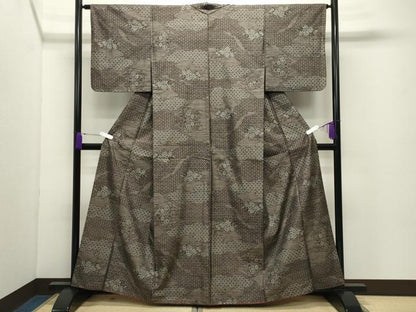 平和屋着物●本場大島紬　9マルキ　雲重ね花文　正絹　逸品　CABC8261gh