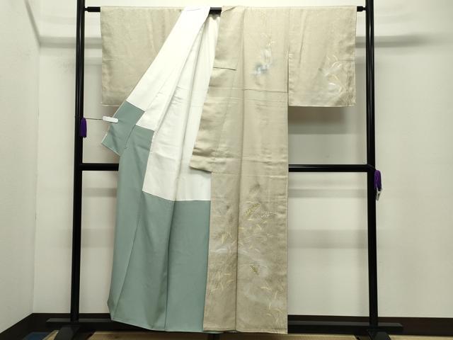 平和屋着物●訪問着　刺繍　草木文　金銀彩　三越扱い　正絹　逸品　未使用　CABC8264gh